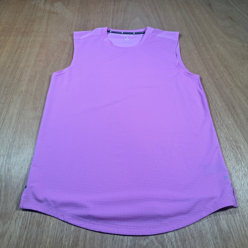 Kenneth Cole Active Tank Top Women Small Pink Waffle Knit Sleeveless